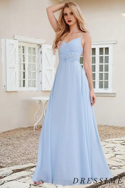 Dressime Elegant A-Line Long Blue Charming Bridesmaid Dresses Bridesmaid Gowns dressime