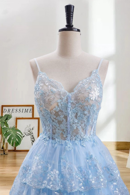 Dressime Fancy Short A-Line Spaghetti Straps Homecoming Dress with Appliques dressime