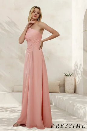 Dressime Flowy Long One Shoulder Cheap Bridesmaid Dresses With Slit dressime