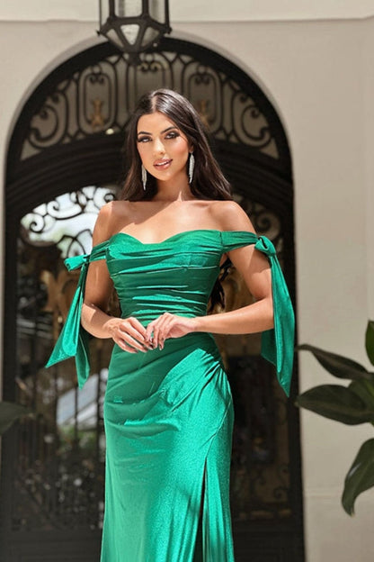 dressimeHot Prom Dresses Mermaid Off The Shoulder Zipper Up With Slit 