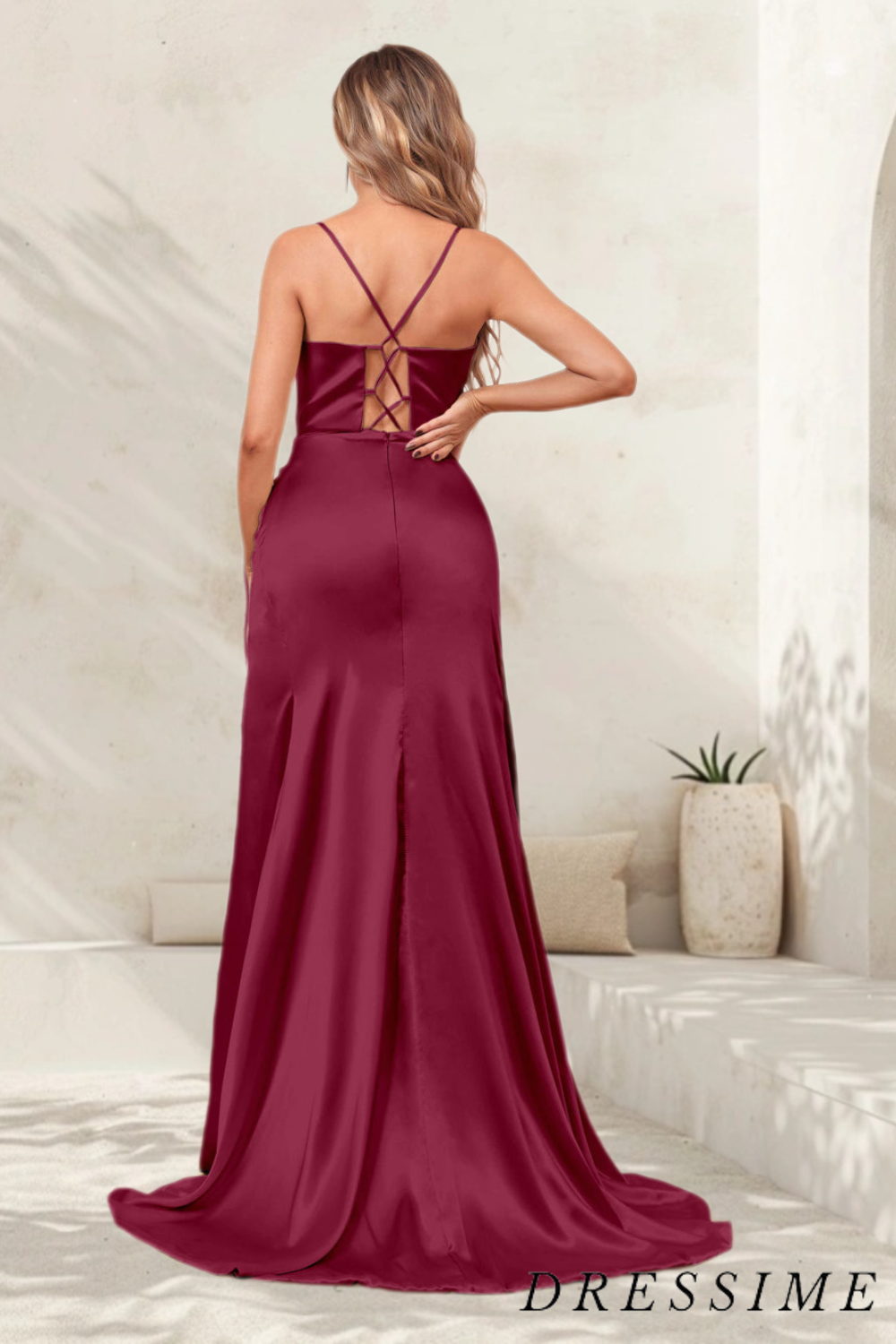 Dressime Hot Selling Bridesmaid Dresses Mermaid Spaghetti Straps Satin dressime