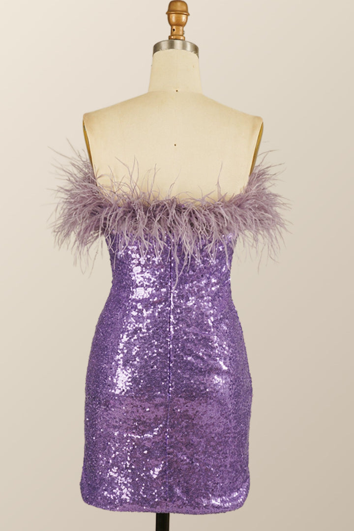 dressimeLady Bodycon Sequin Feather Strapless Short/Mini Homecoming Dress 