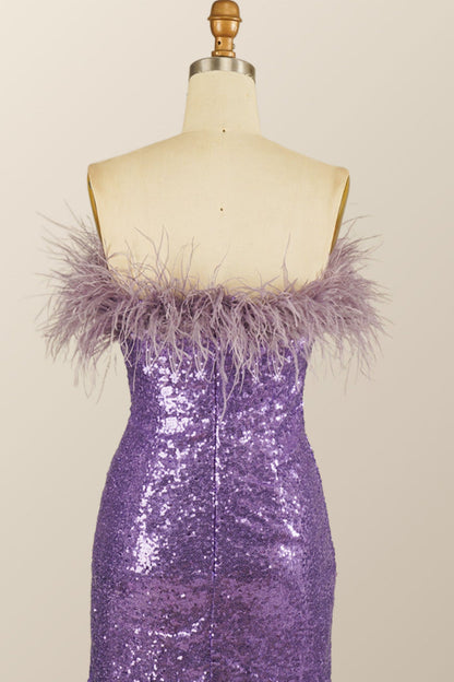 dressimeLady Bodycon Sequin Feather Strapless Short/Mini Homecoming Dress 