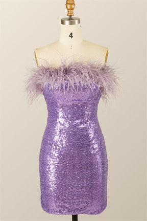 dressimeLady Bodycon Sequin Feather Strapless Short/Mini Homecoming Dress 