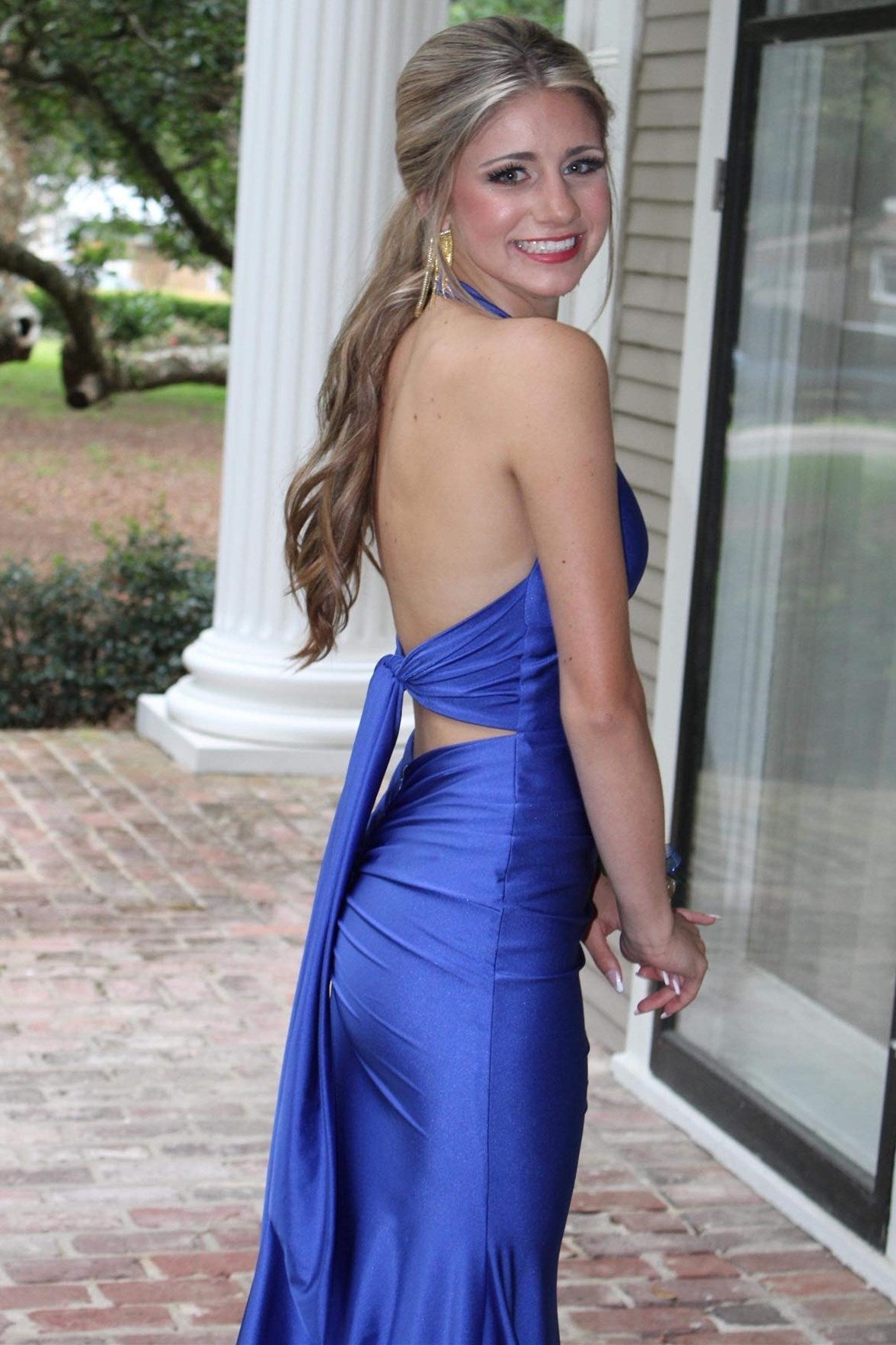 dressimeDressime Mermaid Halter Tie-Back Sleeveless Long Prom Dress 