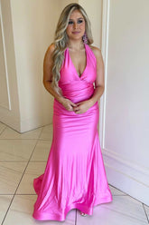 dressimeDressime Mermaid Halter Tie-Back Sleeveless Long Prom Dress 