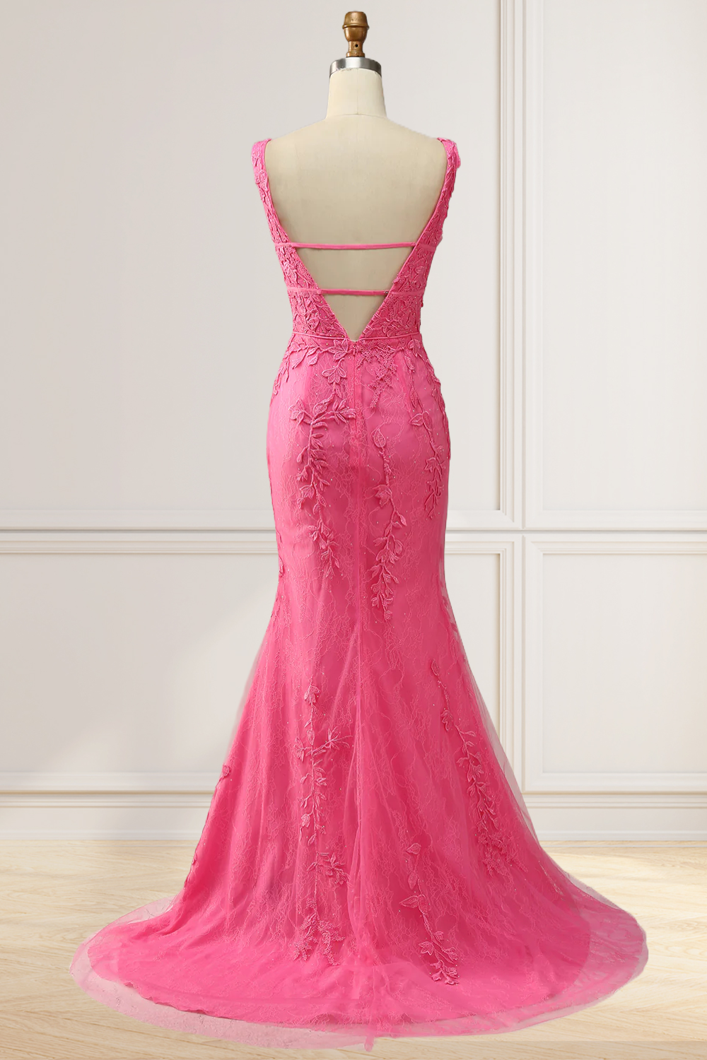 Dressime Mermaid Lace V Neck Prom Dresses With Applique And Sash dressime