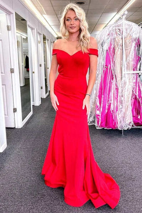 dressimeMermaid Off The Shoulder Backless Trumpet Long Prom Dresses 