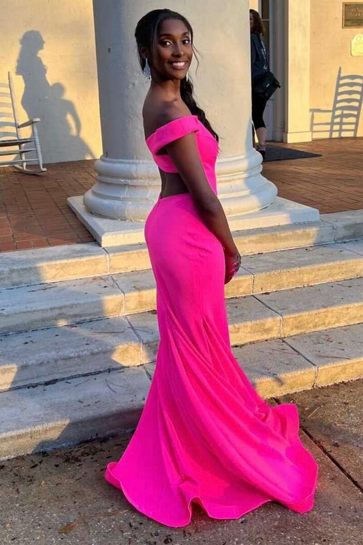 dressimeMermaid Off The Shoulder Backless Trumpet Long Prom Dresses 