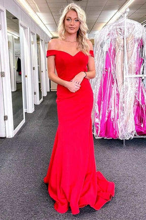 dressimeMermaid Off The Shoulder Backless Trumpet Long Prom Dresses 