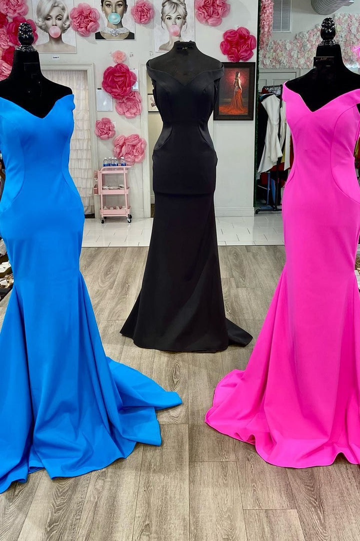 dressimeMermaid Off The Shoulder Backless Trumpet Long Prom Dresses 