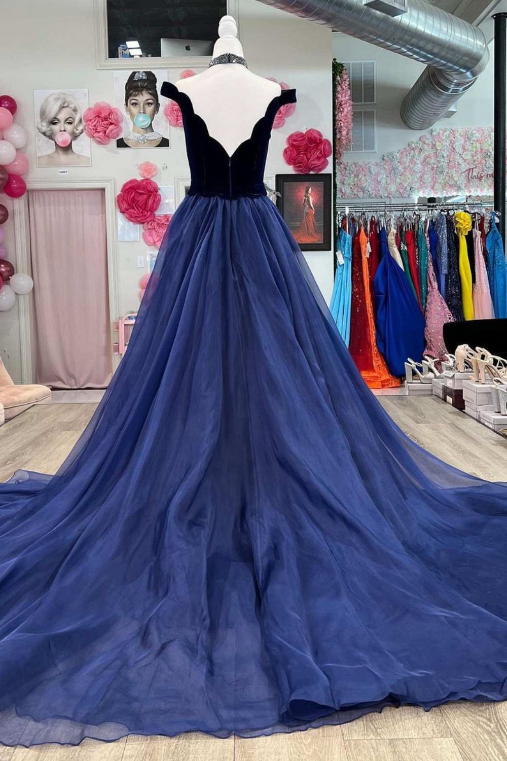 Dressime Mermaid Off The Shoulder Velvet Long Prom Dress With Train dressime