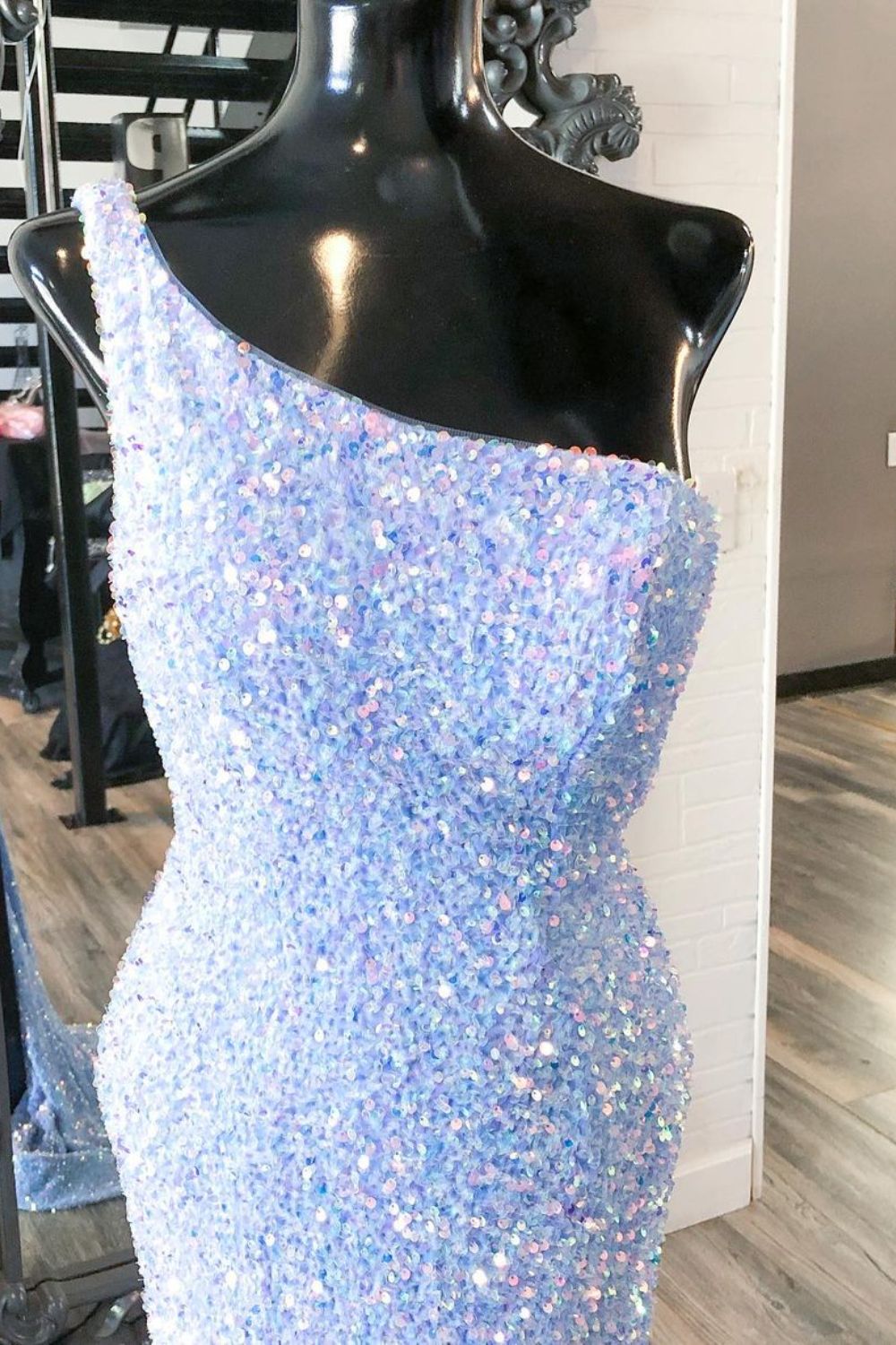 Dressime Mermaid One Shoulder Sequin Long Prom Dresses with Slit dressime