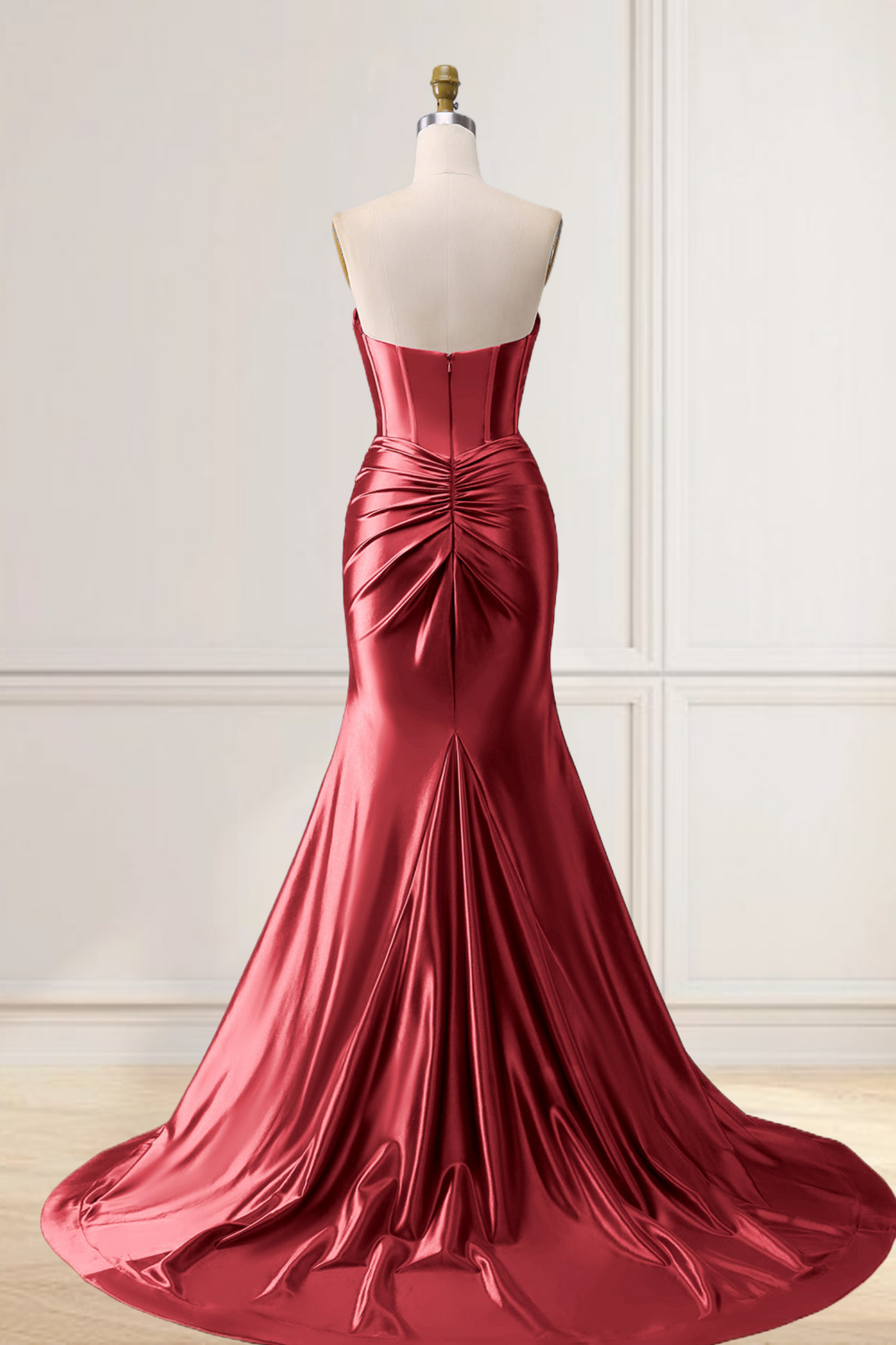 Dressime Mermaid Satin Sweetheart Cut Out Long Prom Dress with Slit dressime