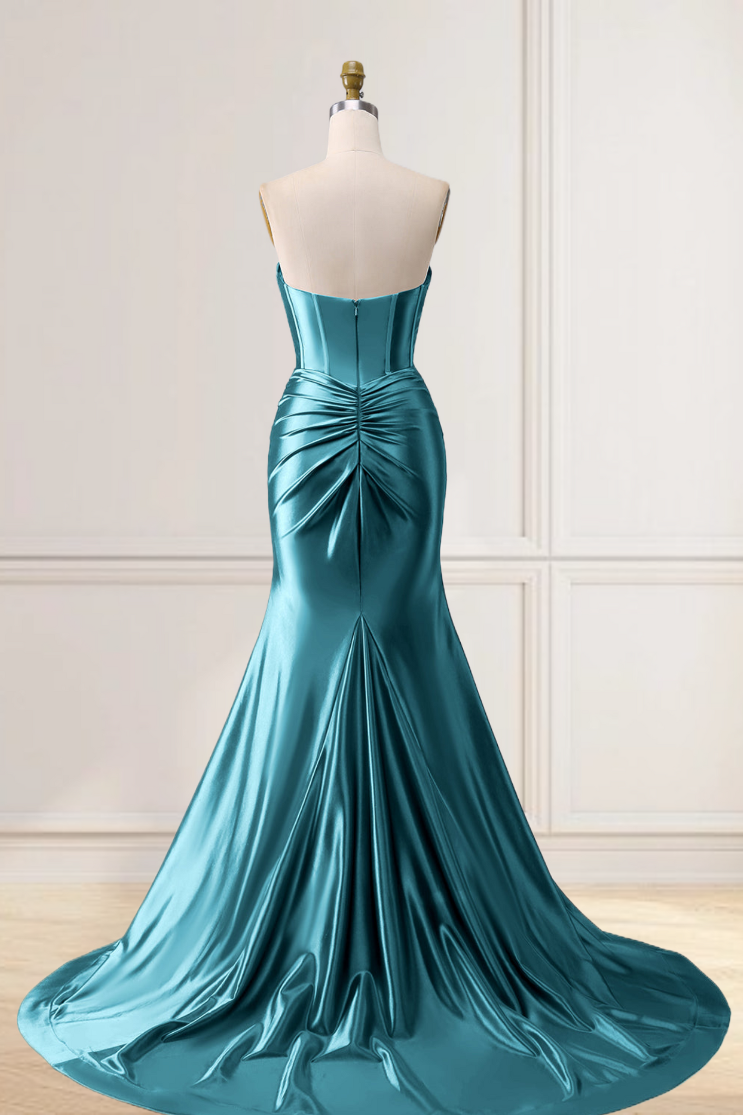 Dressime Mermaid Satin Sweetheart Cut Out Long Prom Dress with Slit dressime