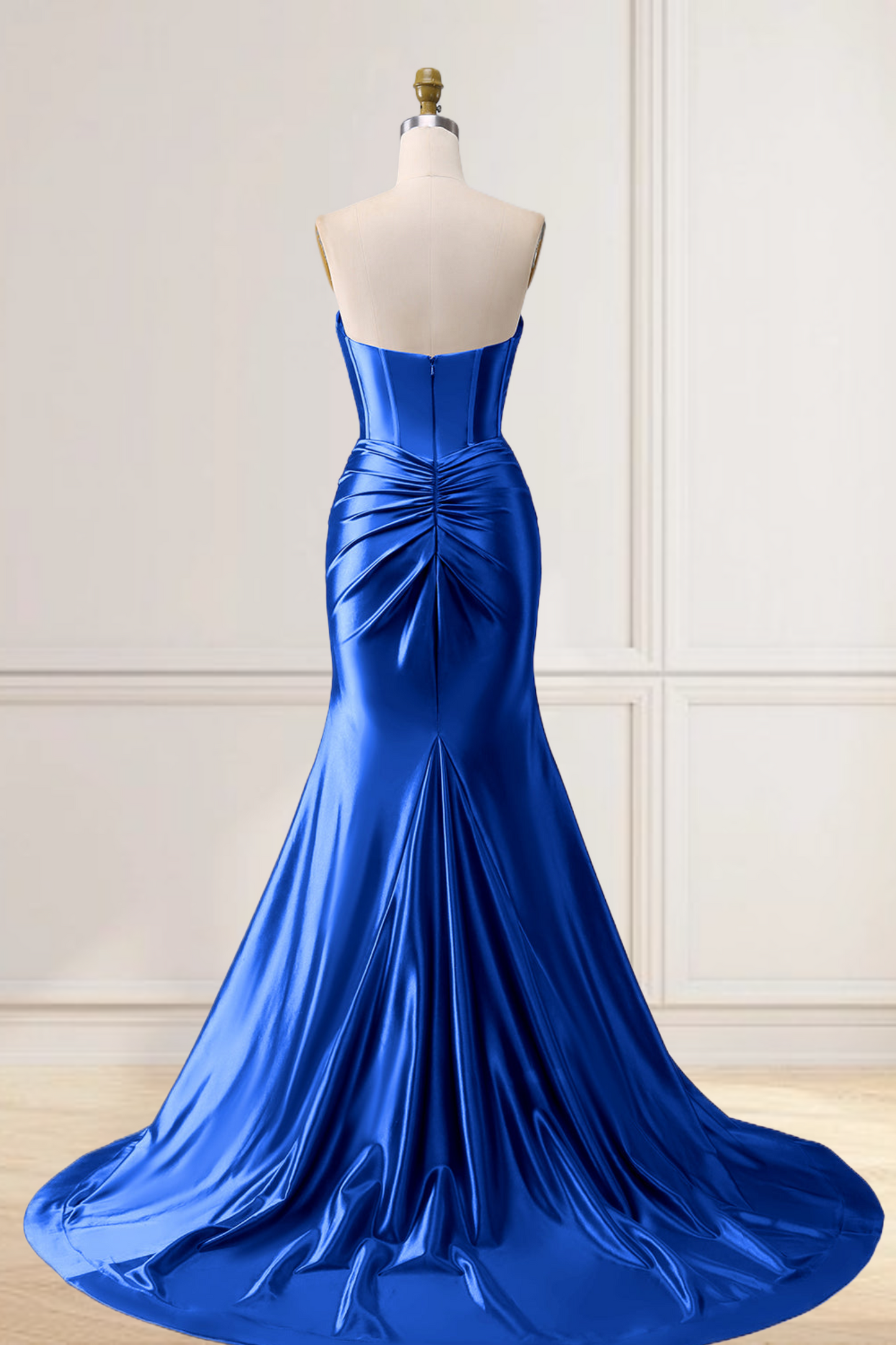 Dressime Mermaid Satin Sweetheart Cut Out Long Prom Dress with Slit dressime