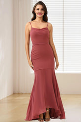 Dressime Mermaid Spaghetti Straps Polyester Long Bridesmaid Dress dressime