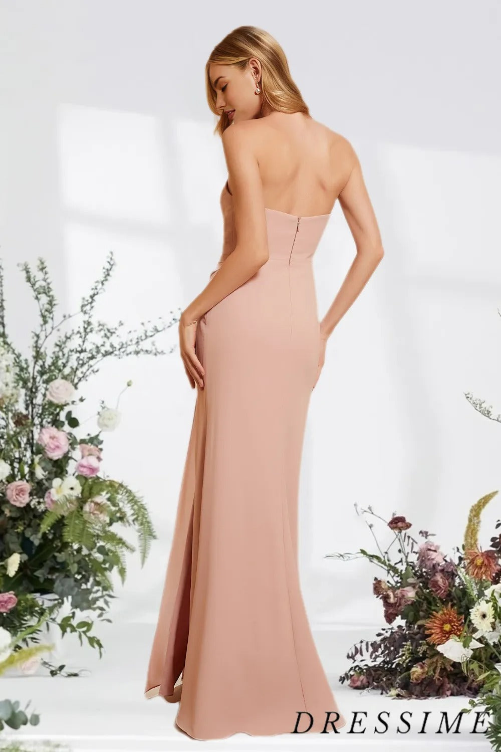 Dressime Mermaid Sweetheart Chiffon Long Bridesmaid Dress With Slit dressime