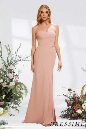 Dressime Mermaid Sweetheart Chiffon Long Bridesmaid Dress With Slit dressime