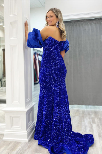 Dressime Mermaid Sweetheart Velvet Sequin Long Prom Dress dressime