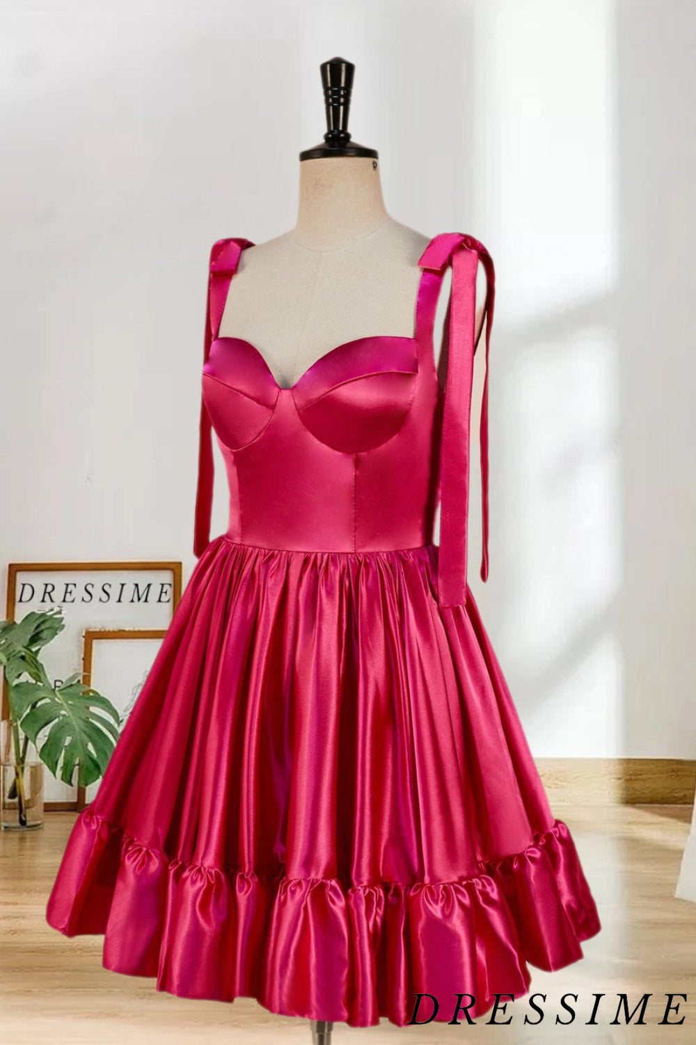 Dressime New Arrival Spaghetti Straps Homecoming Dresses A Line Satin dressime