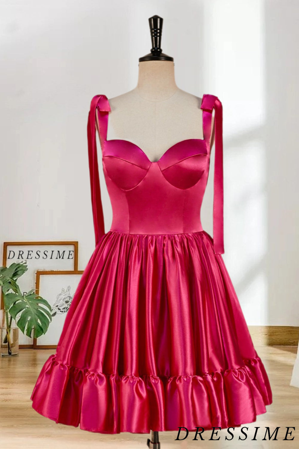 Dressime New Arrival Spaghetti Straps Homecoming Dresses A Line Satin dressime