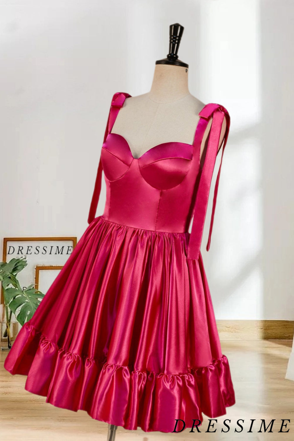 Dressime New Arrival Spaghetti Straps Homecoming Dresses A Line Satin dressime