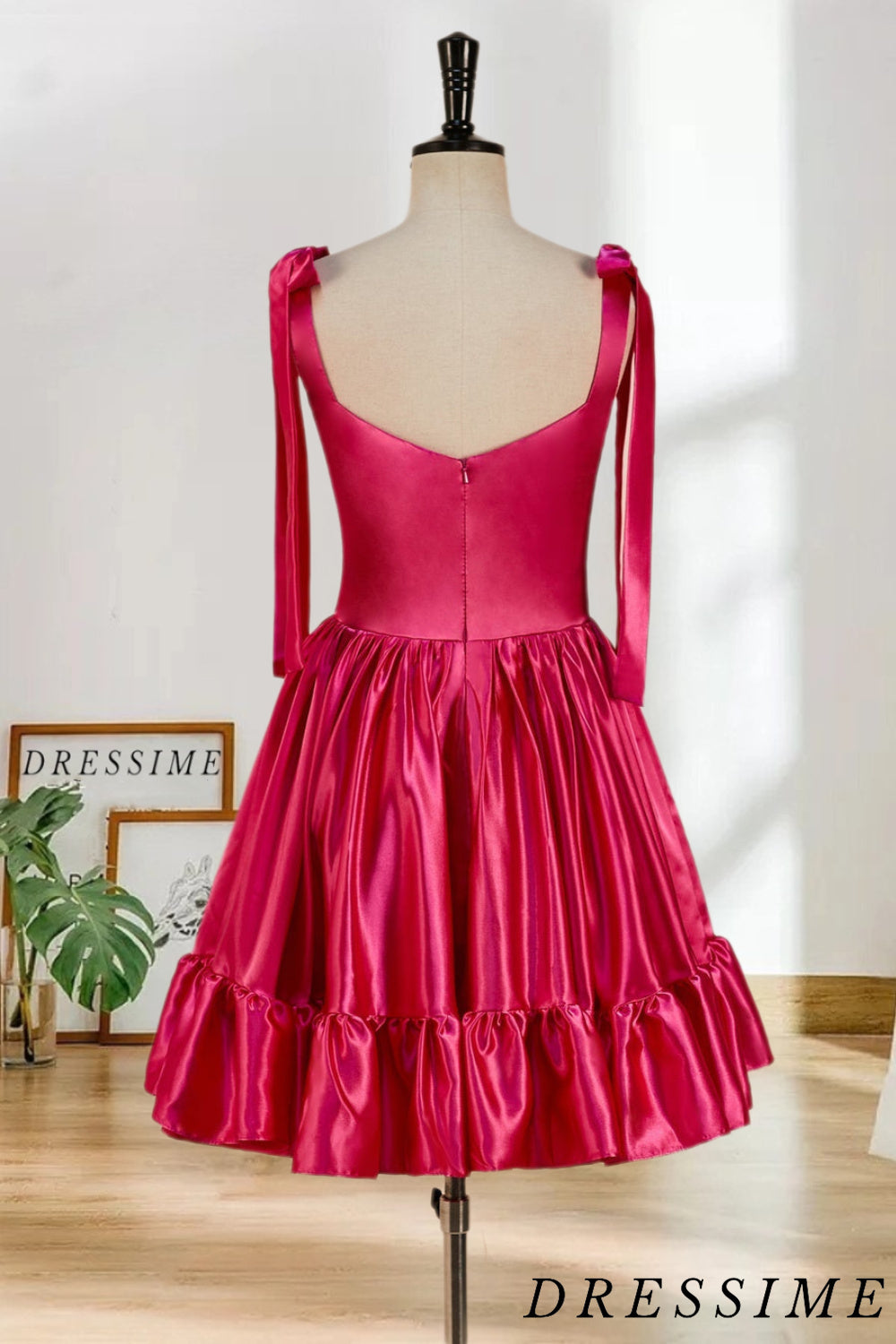 Dressime New Arrival Spaghetti Straps Homecoming Dresses A Line Satin dressime