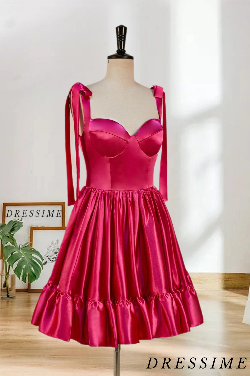 Dressime New Arrival Spaghetti Straps Homecoming Dresses A Line Satin dressime