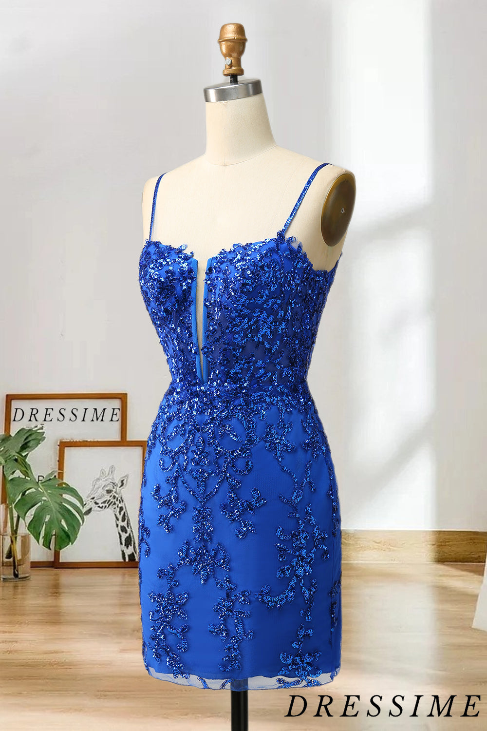 Dressime New Arrival Spaghetti Straps Sheath Sequin With Lace Homecoming Cocktail Dresses dressime