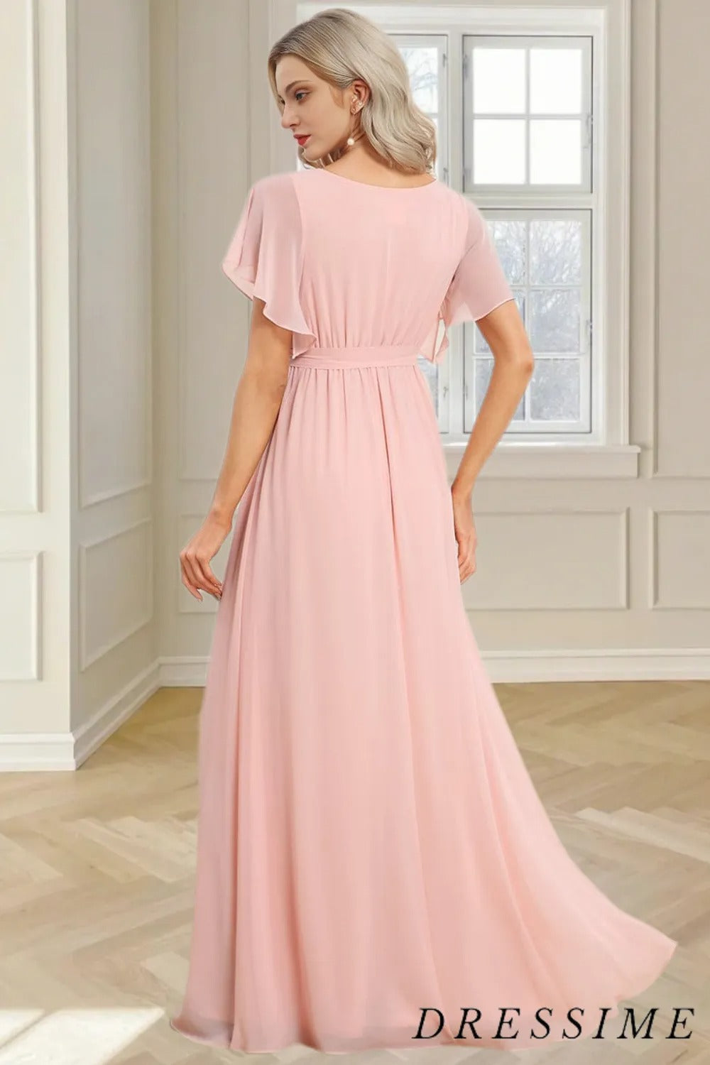 Dressime New Arrival V Neck A Line Chiffon Bridesmaid Dresses dressime