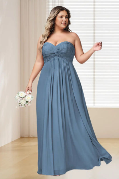 Dressime Plus Size A Line Sweetheart Chiffon Bridesmaid Dresses dressime