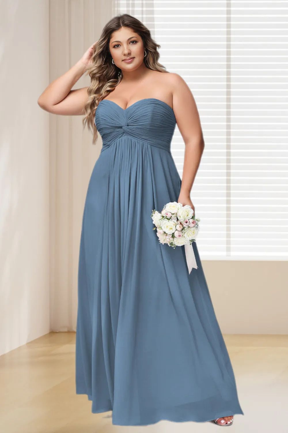 Dressime Plus Size A Line Sweetheart Chiffon Bridesmaid Dresses dressime