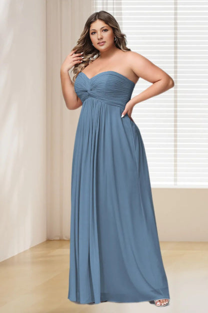 Dressime Plus Size A Line Sweetheart Chiffon Bridesmaid Dresses dressime