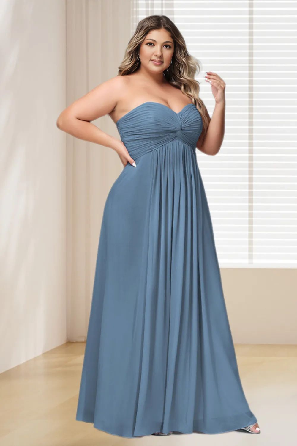 Dressime Plus Size A Line Sweetheart Chiffon Bridesmaid Dresses dressime