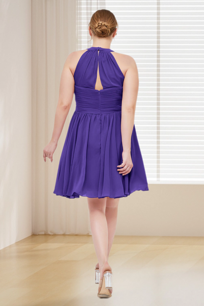 Dressime Plus Size Chiffon Halter Short Bridesmaid Dress dressime