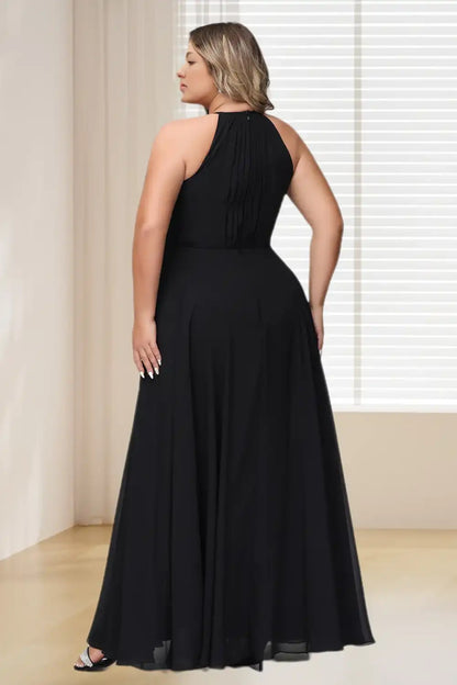 Dressime Plus Size Halter Chiffon Long Bridesmaid Dress dressime