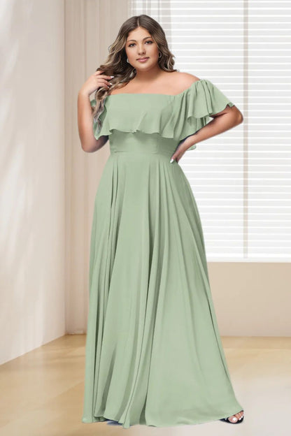 Dressime Plus Size Off The Shoulder Chiffon Bridesmaid Dresses Dress dressime