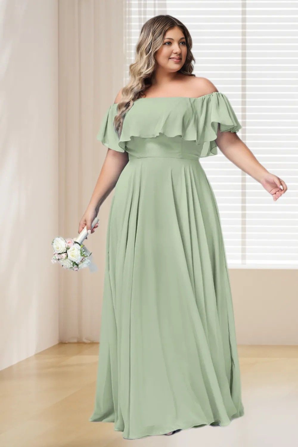 Dressime Plus Size Off The Shoulder Chiffon Bridesmaid Dresses Dress dressime