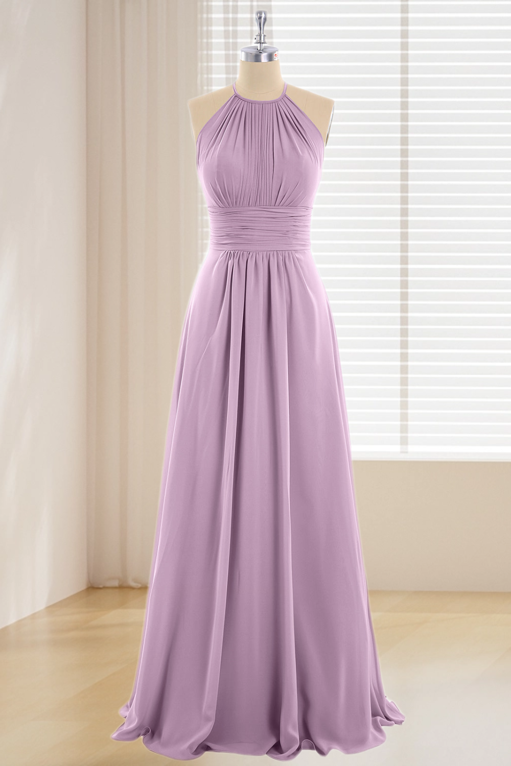 Dressime Plus Size Scoop Neck Chiffon Long Bridesmaid Dress dressime