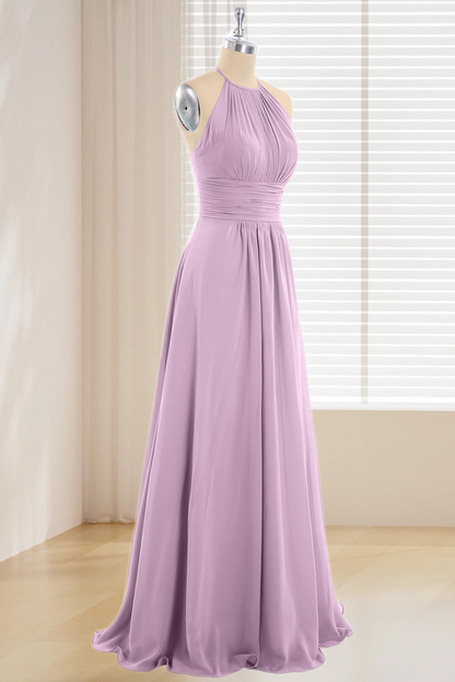 Dressime Plus Size Scoop Neck Chiffon Long Bridesmaid Dress dressime