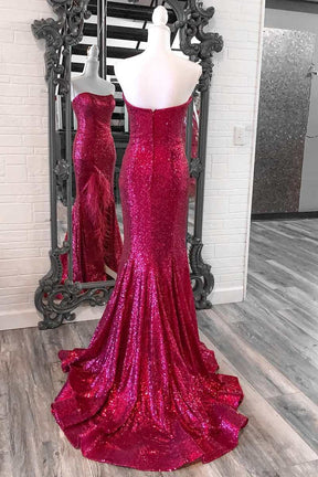 Dressime Plus Size Sheather Strapless Sequin Feather Long Prom Dress with Slit dressime