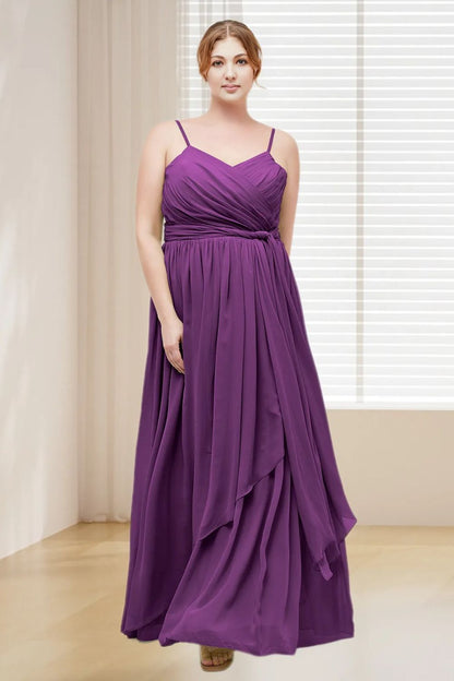 Dressime Plus Size Spaghetti Straps Chiffon Long Bridesmaid Dress dressime