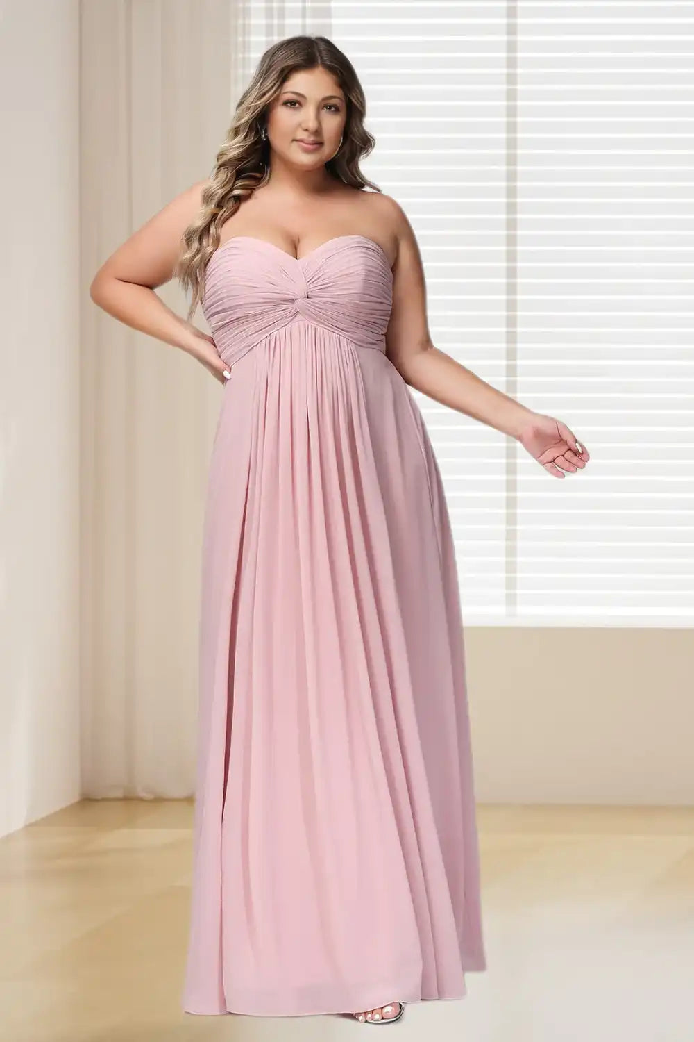 Dressime Plus Size Sweetheart Empire Chiffon Long Bridesmaid Dresses dressime