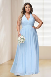 Dressime Plus Size V Neck Chiffon Bridesmaid Dress dressime