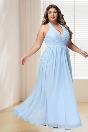 Dressime Plus Size V Neck Chiffon Bridesmaid Dress dressime