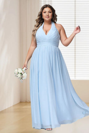 Dressime Plus Size V Neck Chiffon Bridesmaid Dress dressime