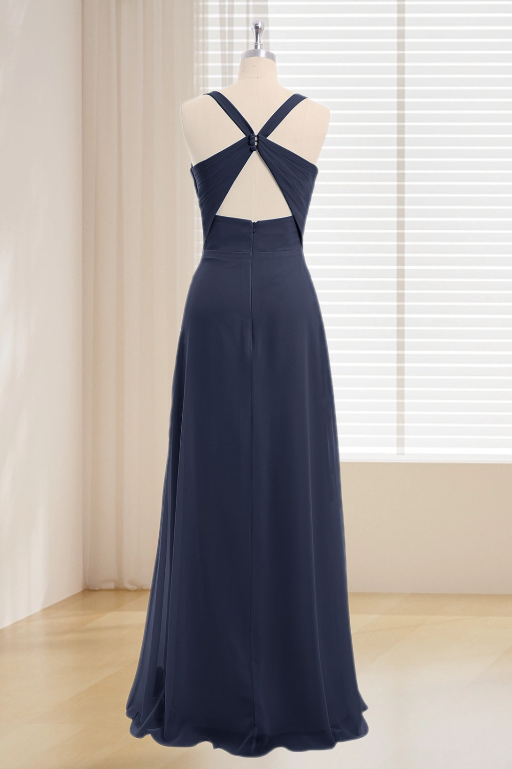 Dressime Plus Size V Neck Chiffon Long Bridesmaid Dress dressime