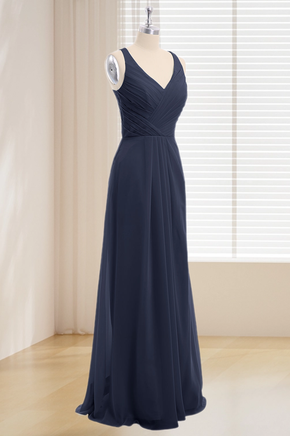 Dressime Plus Size V Neck Chiffon Long Bridesmaid Dress dressime