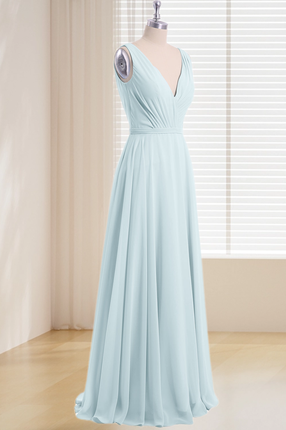 Dressime Plus Size V Neck Long Chiffon Bridesmaid Dress dressime